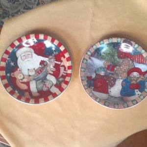 Bundle of 2 whimsical Christmas plates